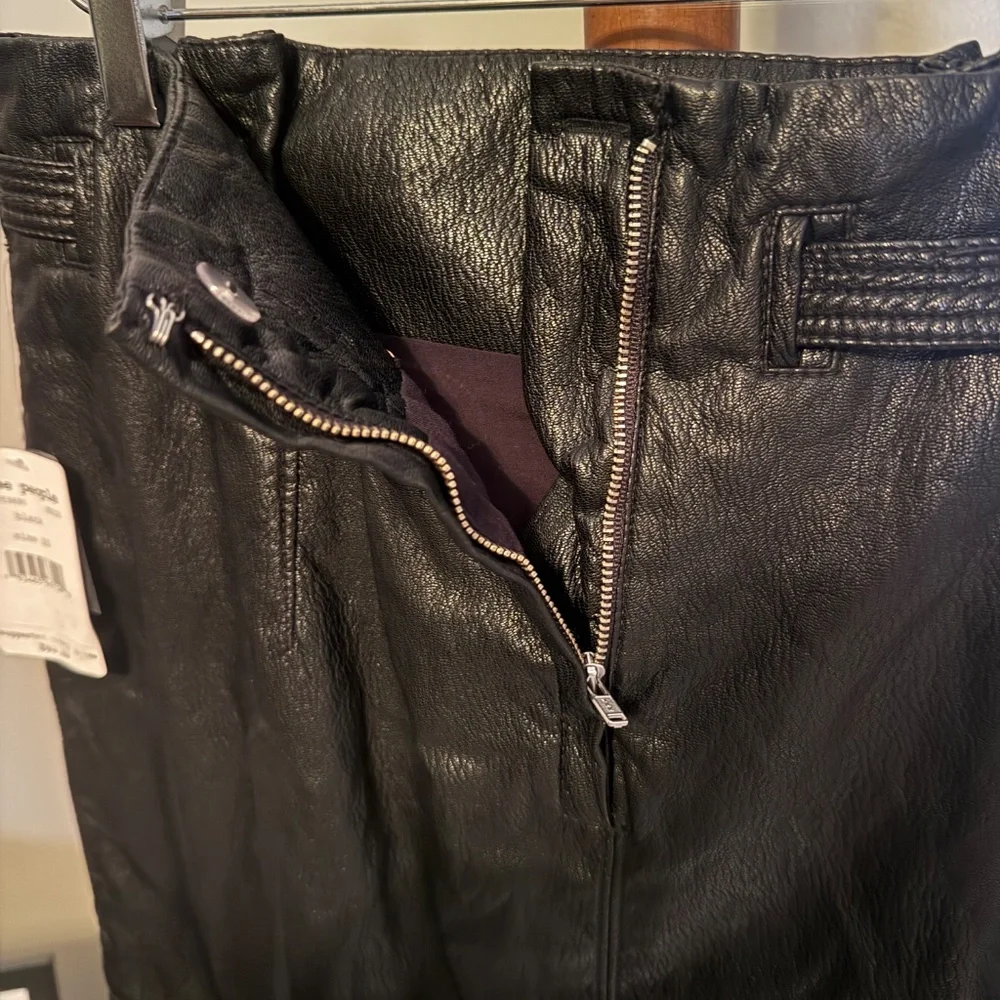 NWT Free People Women's Faux Leather Payton Paperbag Miniskirt, Black, 10